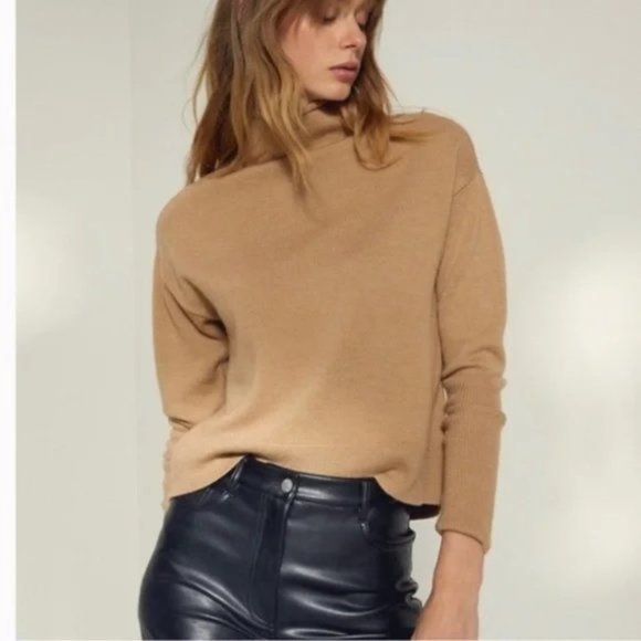 Aritzia Sweaters - Aritzia Wilfred Caprie Sweater- Camel- Merino Wool Mockneck Sweater